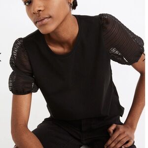 Madewell Striped Sheer-Sleeve Knit Top